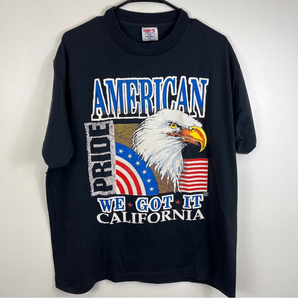 Vintage American Pride California Tshirt USA Patriot Bald Eagle XL Puff Print